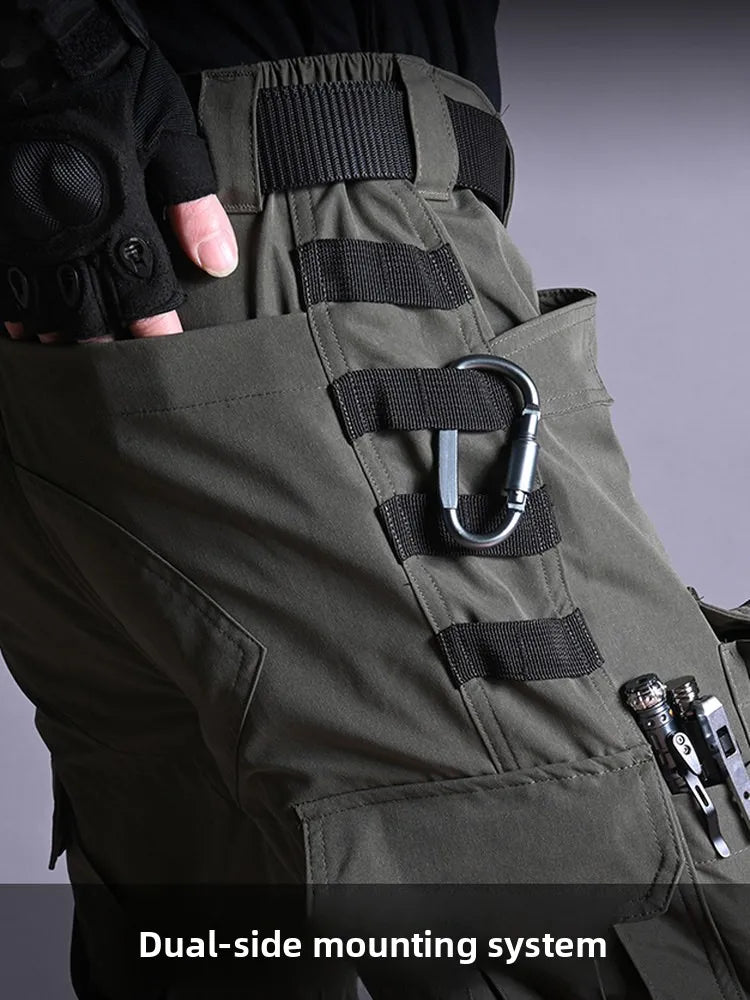 Black American Style Outdoor Training Pants Quick Dry Tactical Multi Pocket Men's Waterproof Wear Resistant Cargo Pants