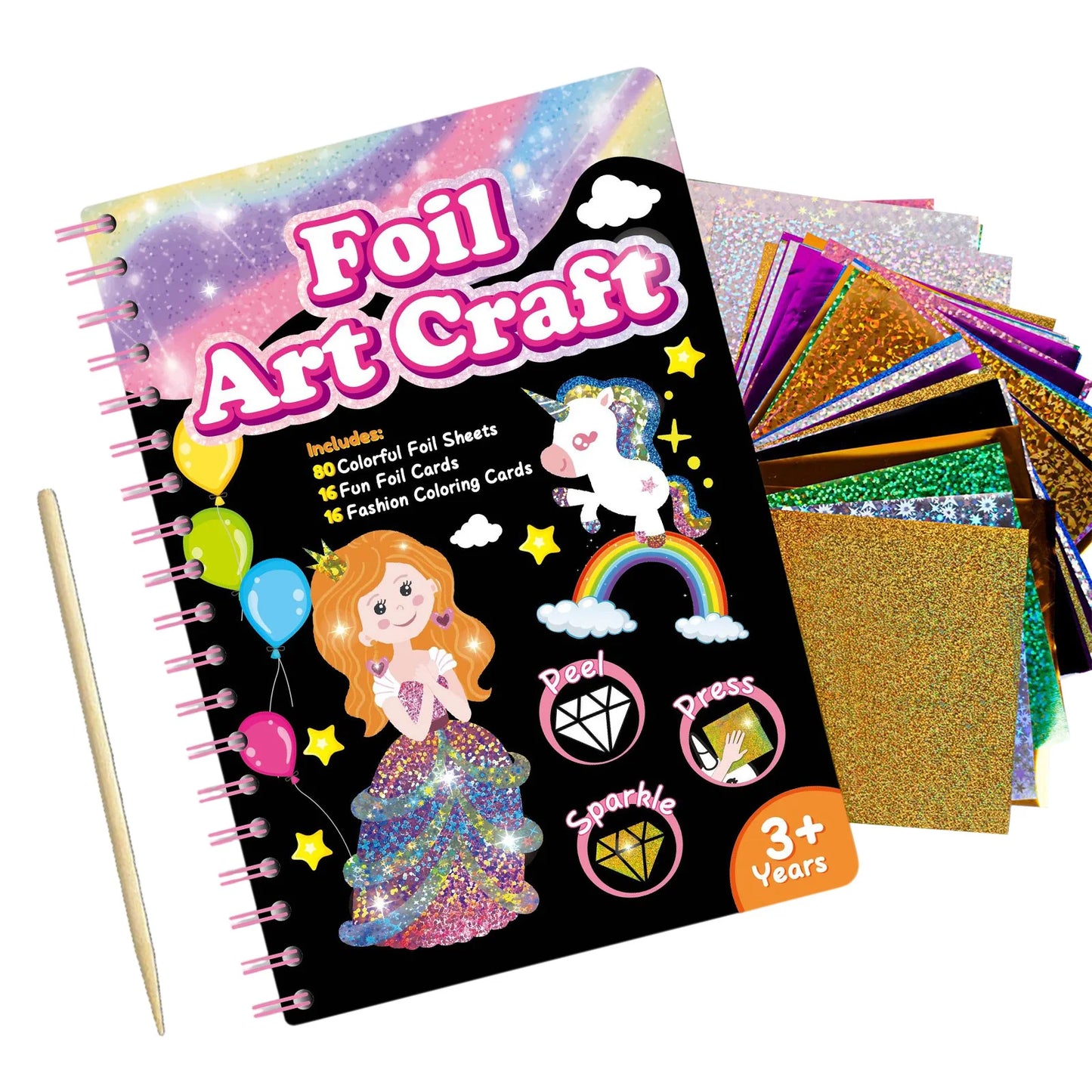 Foil Arts and Crafts Fun Art Supplies DIY Creative Travel Toys Art Supplies Coloring Books Gift for Girls Kids Ages 4-6-8-12