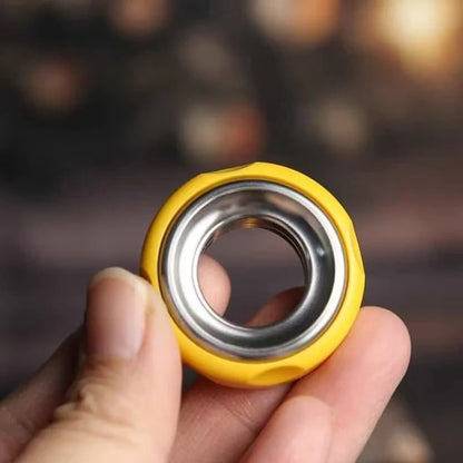 Ring Cheese EDC Fidget Toy, Ratchet Push Slider Ring, POM Stainless Steel Hand Spinner, Adult Stress Relief Fidget Ring