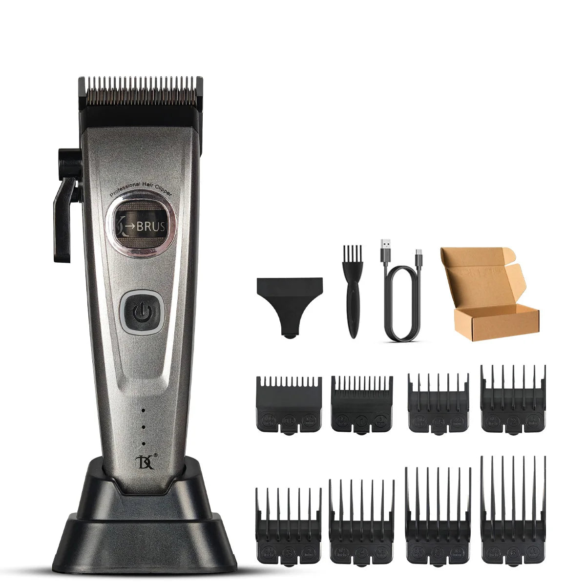 BRDCLIP 609 10000RPM Grey Professional Hair Clipper 7500RPM External Rotor Brushless Motor DLC Blade Hair Trimmer Barber Shaver