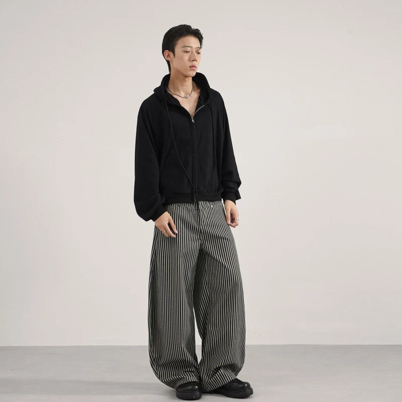 Unisex Black White Stripe Baggy Pants Wide Leg Loose Fit Contrast Color Casual Streetwear Hip Hop Y2K Trousers Men Women Fashion