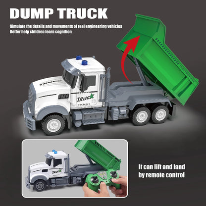 Remote control sanitation vehicle charging children's dump truck toy, RC remote control truck toy with light/sound effects