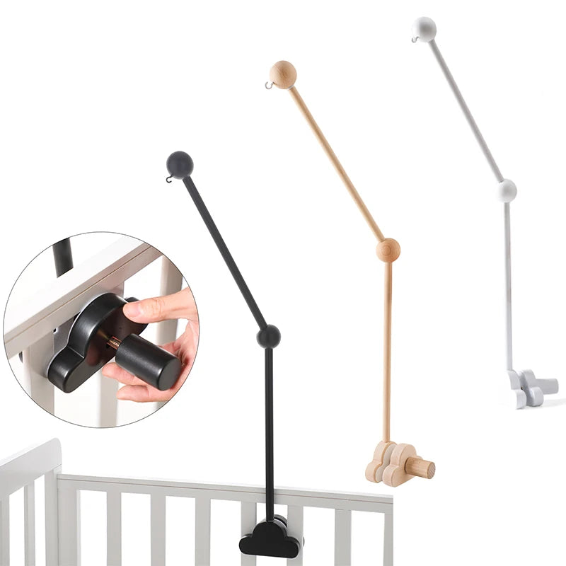 Baby Wooden Bed Bell  Bracket Mobile Hanging Rattles Toys Newborn Music Box Holder Bracket Infant Crib Toy Arm Bracket Baby Gift