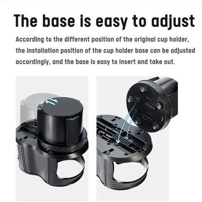 2-in-1 Car Cup Holder Expander Cupholder Adapter Auto Interior Cup Expandable Car Multifunction Organizer Storage Accessori Q7K3