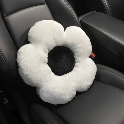 Winter New Cartoon Plush Car Cushion Simple Black White Thickened Anti Slip Women's Auto Seat Pad Cute Interior Modification