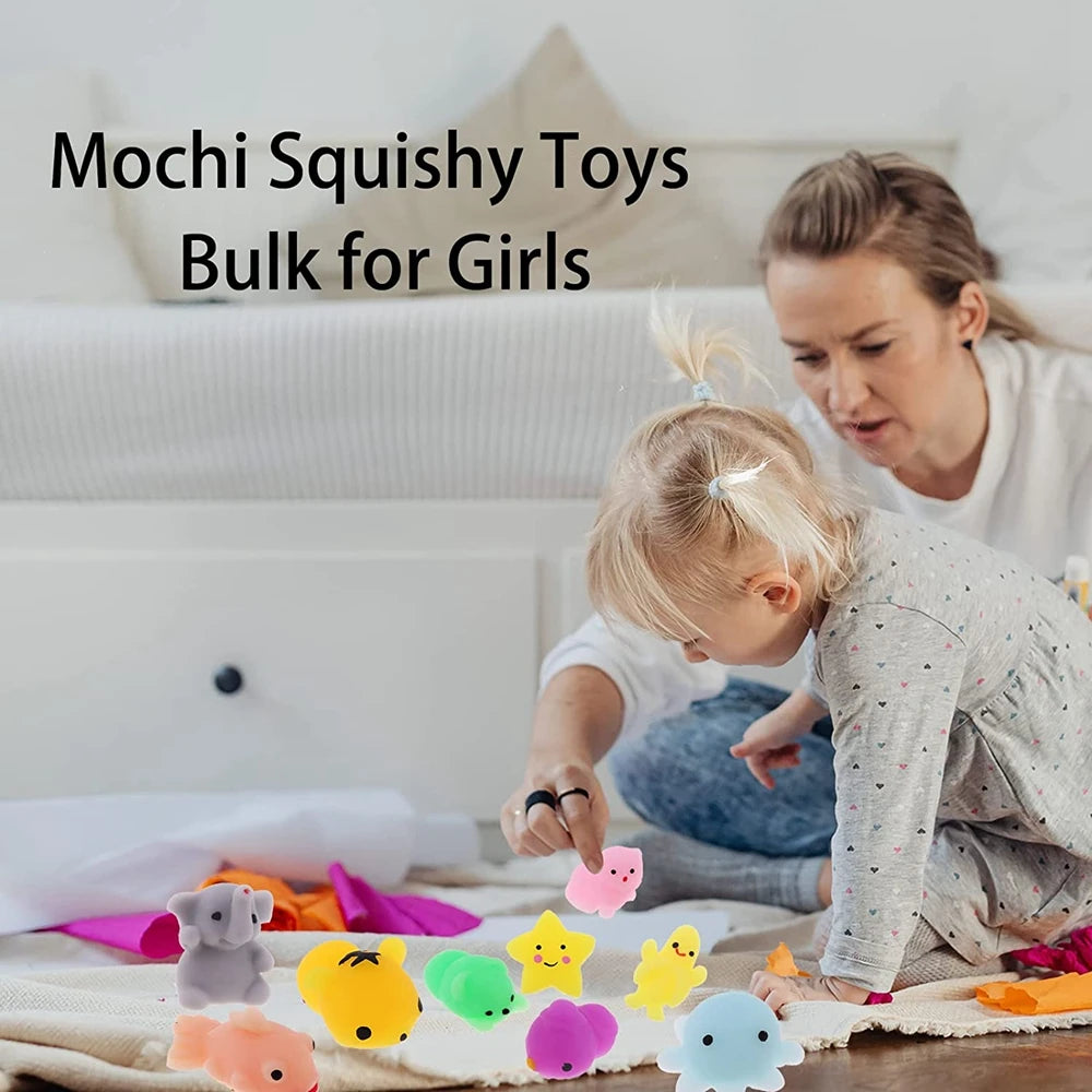 72PCS Mochi Squishy Toys Squishies Fidget Toys Kawaii Animals for Party Favors Classroom Prize Fillers Pack Bulk Gift Boys Girls