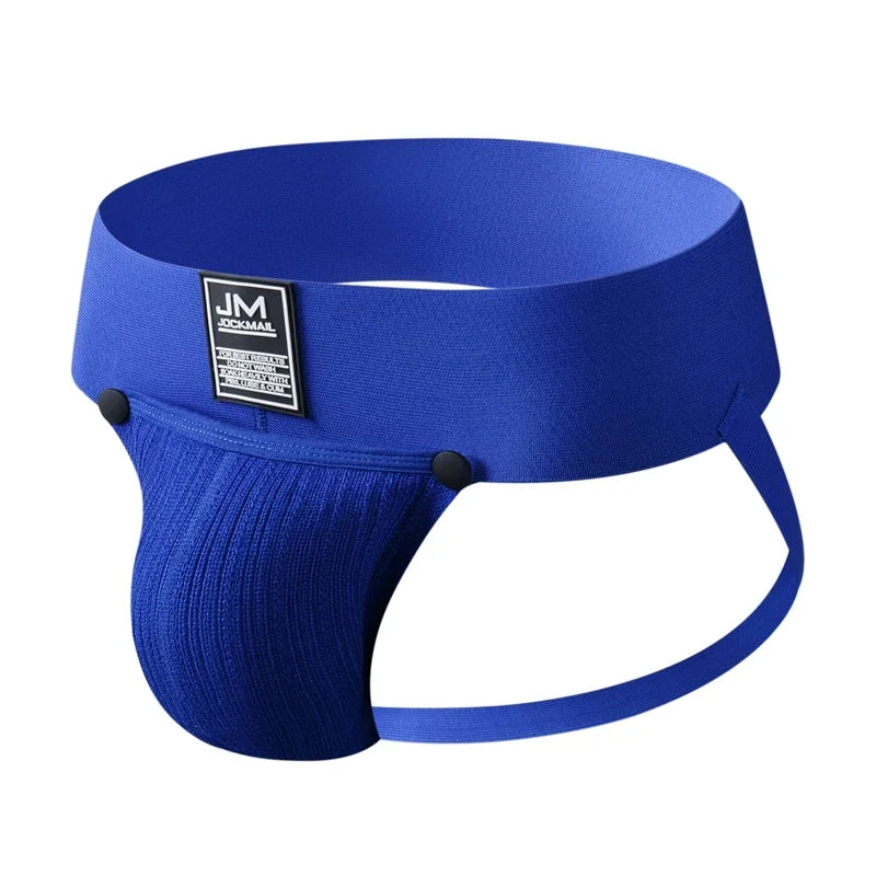 JOCKMAIL Athletics Jockstrap Men Underwear Man Thongs G Strings Cuecas Slip Removable Pouch Tanga Hombre Breathable 3" Wide Belt