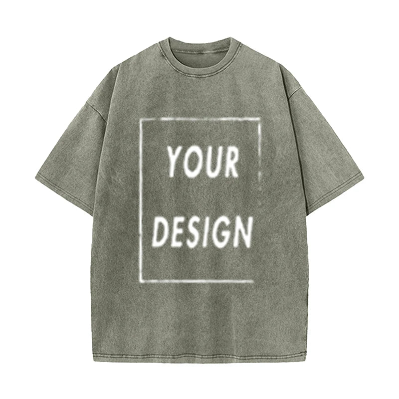 Men's and Women's Cotton Washed T-Shirt Custom Printed T-Shirt 230G Top DIY Your Favorite Pattern or Logo Fashionable Custom Top