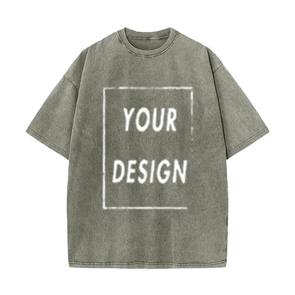 Men's and Women's Cotton Washed T-Shirt Custom Printed T-Shirt 230G Top DIY Your Favorite Pattern or Logo Fashionable Custom Top