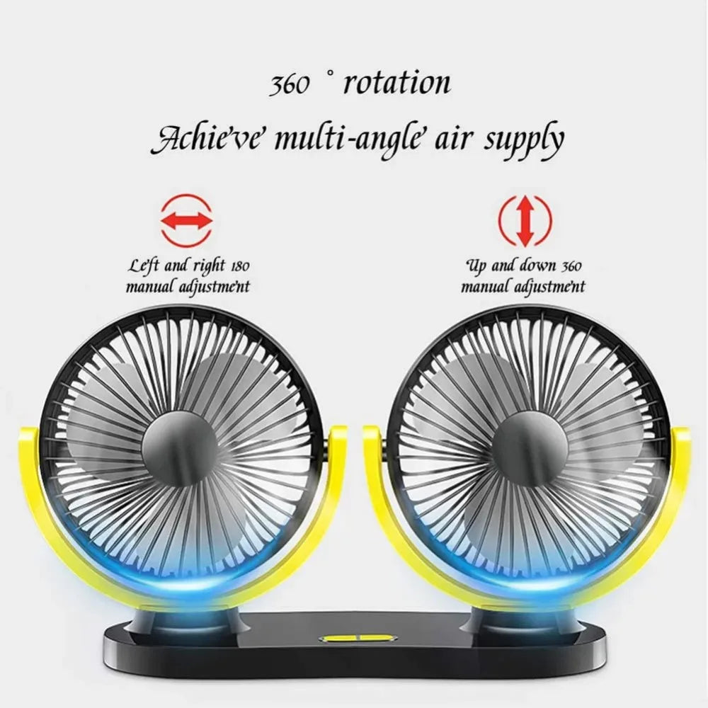 5V / 12v / 24V Car USB Fan Cooling Car Fan Dual Head Car fan 3 Speeds Adjustable For Auto Cooler Air Fan Car Accessories fan