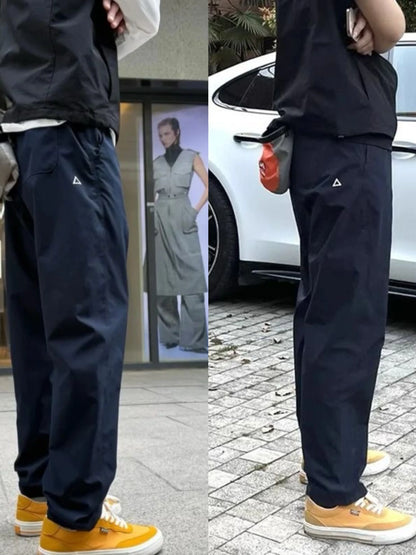 Quick Dry Straight Leg Thin Work Trousers for Men Summer Outdoor Hiking Mountain Climbing Windproof Pants Casual Fashion