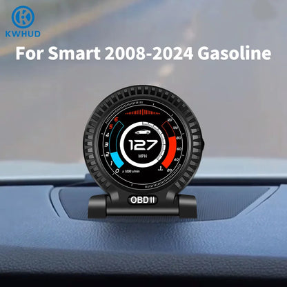 KWHUD HUD OBD2 Head-up Display Car Digital Speedometer RPM Clock Water/Oil Temp Meter for Smart Fortwo 453 451 450 2008-2024