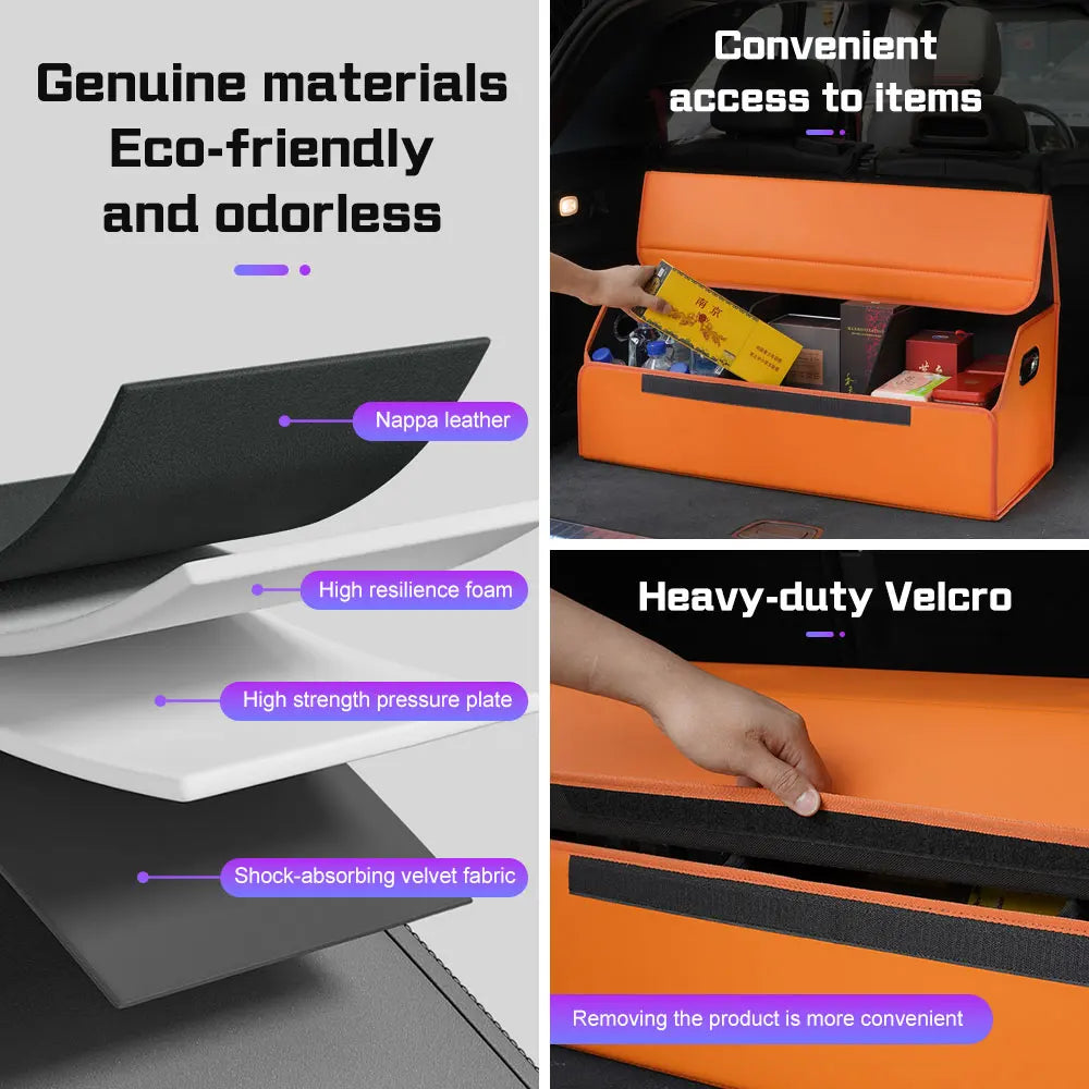 Portable Car Trunk Organizer Box Large Capacity Leather Foldable Storage Box Multifunctional Auto Organizer Bag Car Accessories