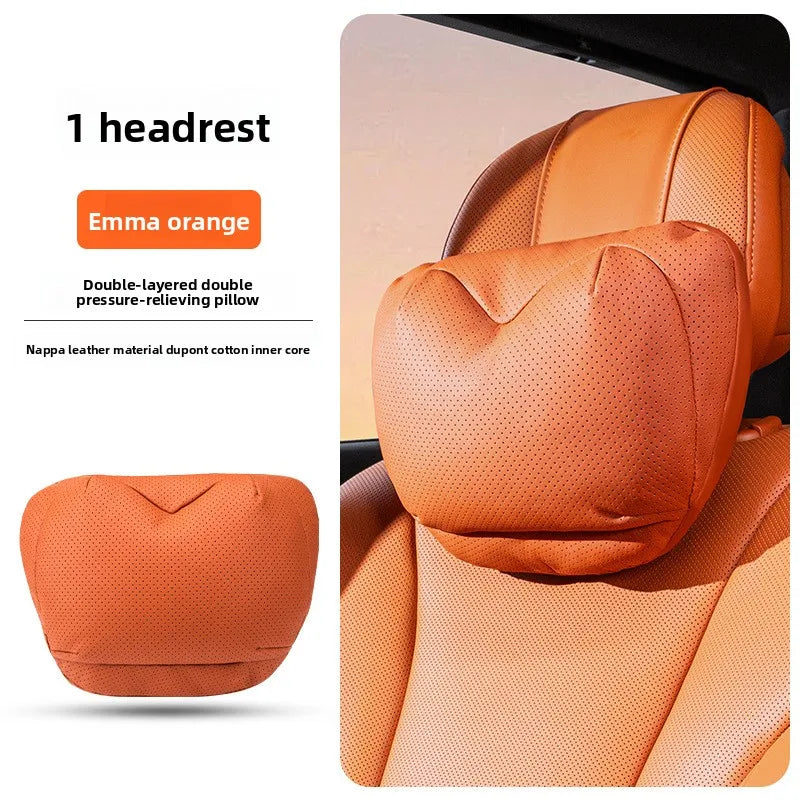High Quality Universal Car Headrest Cushion Car Seat Neck Pillow High-grade Leather Breathable Lumbar Support Car Pillow