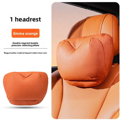 High Quality Universal Car Headrest Cushion Car Seat Neck Pillow High-grade Leather Breathable Lumbar Support Car Pillow