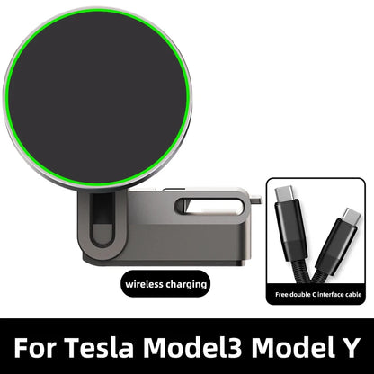 Magnetic Wireless Car Charger Mount Adsorbable Smartphone Holder for Tesla Model 3 Y 2023 Car Phone Holder Mounts Accessoires