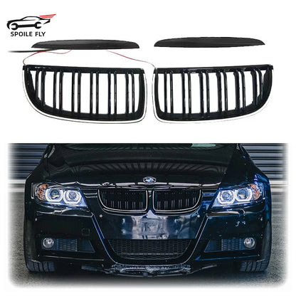 For BMW 3 Series 2005-2008 E90 E91 325I 328I 335I High Quality ABS Car Front LED Racing Grills Body Kit Grille Glossy Black