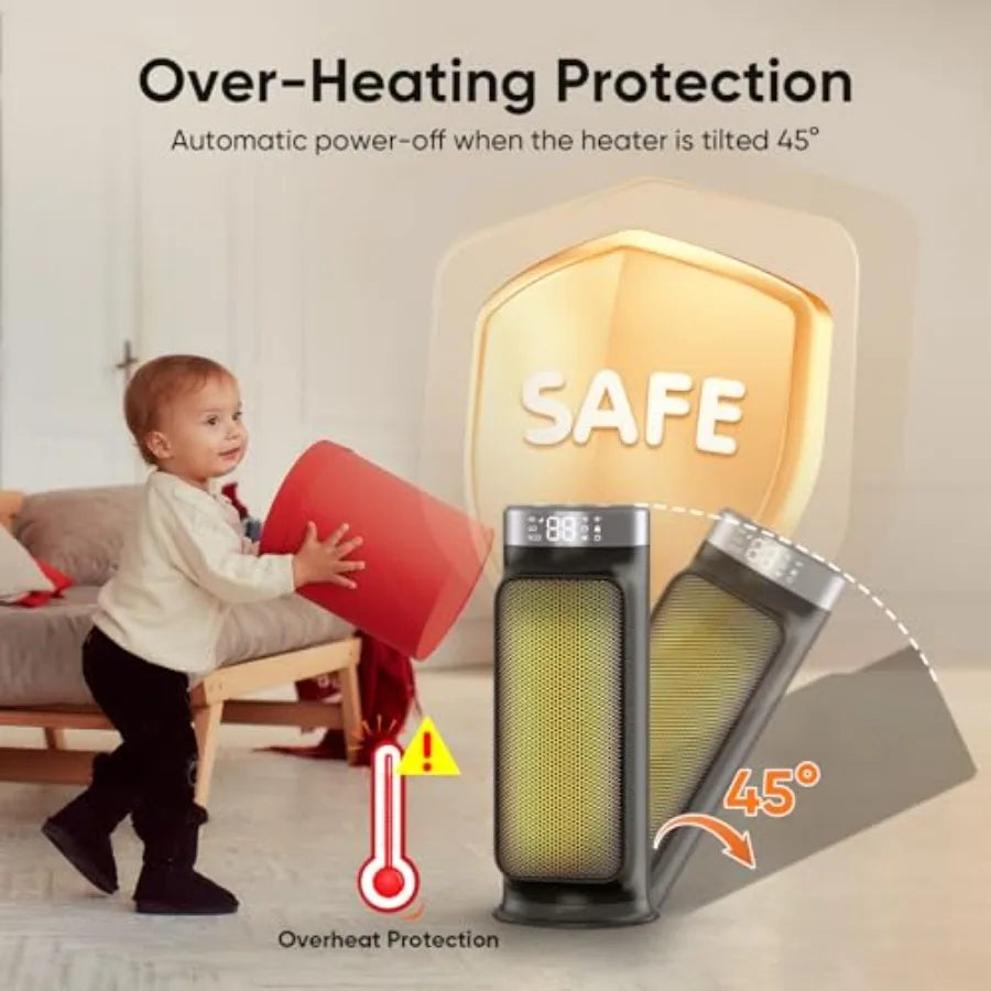 2 in 1 Space Heater and Fan with 5 Modes Portable Electric Heater for Indoor Use 1500W Fast Heating with Tip-Over and Overheat