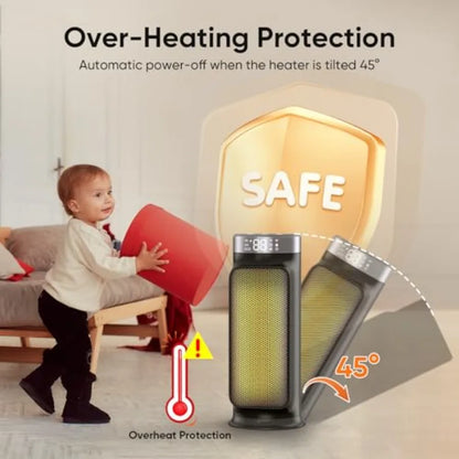 2 in 1 Space Heater and Fan with 5 Modes Portable Electric Heater for Indoor Use 1500W Fast Heating with Tip-Over and Overheat