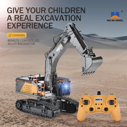 HUINA 1592 RC Excavator 1:14 Scale 22 Channels 2.4G Semi-Alloy Remote Control Engineering Crawler Tractor
