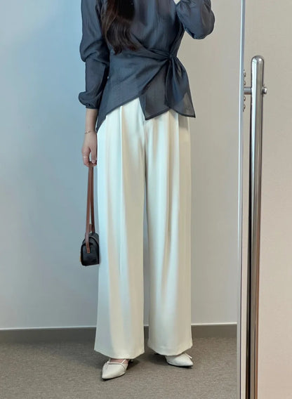 Spring 2026 Chic Korean Style Women's Long Sleeve round Neck Overhead Shirt Loose Fit Slimming Versatile Fashionable Top