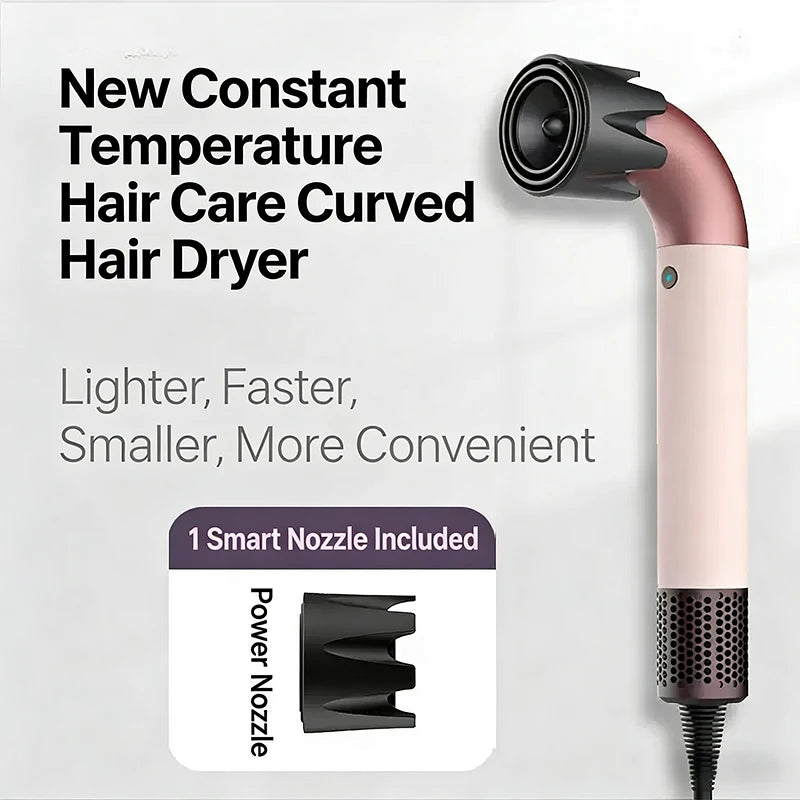 Professional High-Speed Hair Dryer with Curved Tube 30-Second Quick Drying Strong Wind Power for Efficient Styling