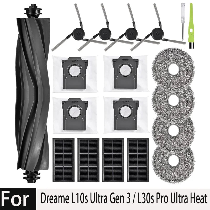 Dreame L10s Ultra Gen 3, Dreame X40 Ultra/ L40 Ultra/L30s Pro Ultra Heat/P10 Pro Ultra Tricut Brush Filter Mop Cloth Bag