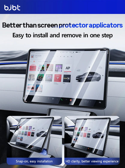 2-in-1 BJBT Tempered Glass Screen Protector for Tesla Model 3 Y Juniper Accessories 2025 2026 Case With Protective Frame