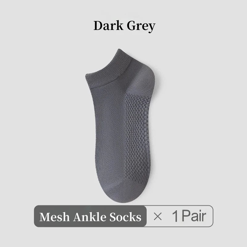 1/4/7 Pairs Men's Mesh Breathable Ankle Socks & Crew Socks - Lightweight Cotton Low Cut No Show Socks for Sports, Spring Summer