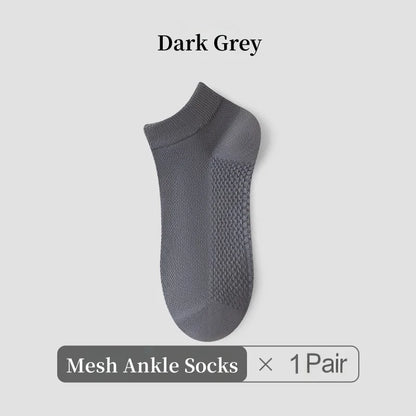 1/4/7 Pairs Men's Mesh Breathable Ankle Socks & Crew Socks - Lightweight Cotton Low Cut No Show Socks for Sports, Spring Summer
