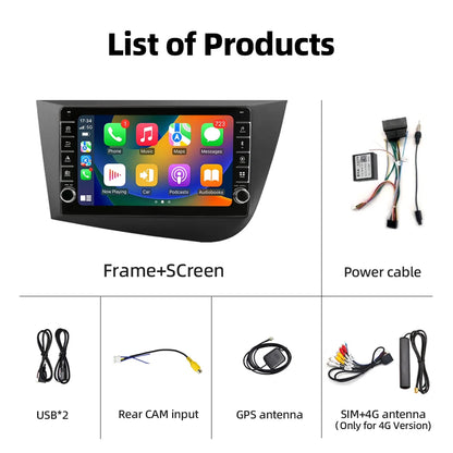 Jundof 2 Din Android 12 For Seat Leon 2 MK2 2005-2012 Car Radio Multimedia Video Player Carplay Stereo Autoradio DVD IPS Screen