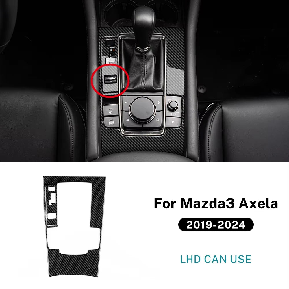 For Mazda 3 Axela BP 2019 2020 2021 2022 2023 2024 2025 Real Soft Carbon Fiber Sticker Automatic AT Car Gear Shift Panel Trim