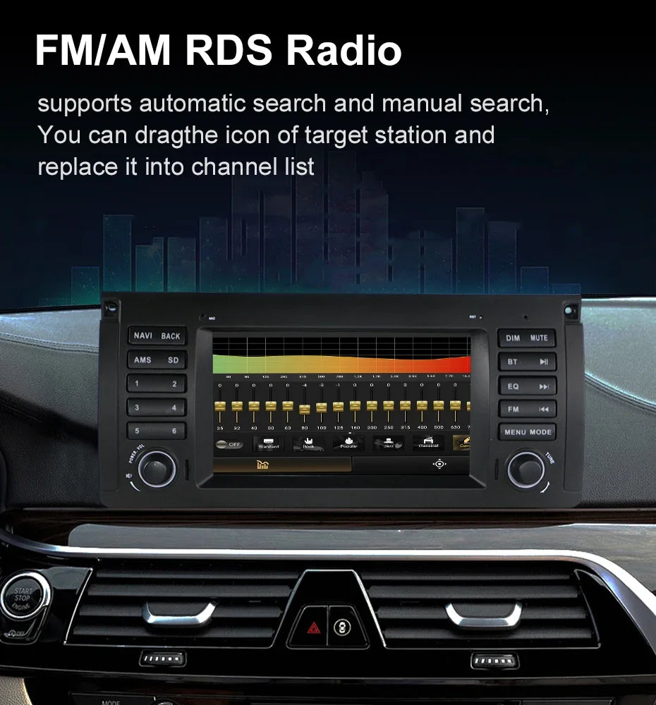 For BMW 5 Series E38 E39 and BMW X5 E53 Car Multimedia Display 7" Touch Screen  GPS Navigation Reverse View Bluetooth FM Radio