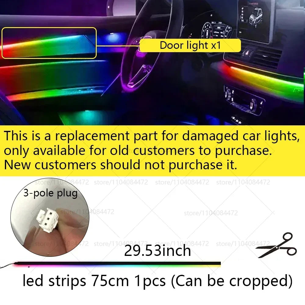 22in1 RGB Car Interior Acrylic Car Ambient Lights RGB Hidden Acrylic Strip Decoration Atmosphere Accessories For Peugeot 2008