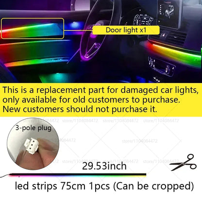 22in1 RGB Car Interior Acrylic Car Ambient Lights RGB Hidden Acrylic Strip Decoration Atmosphere Accessories For Peugeot 2008