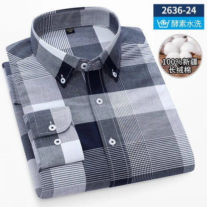 Men's long sleeve shirt pure cotton breathable comfortable business casual slim top shirt trend spring and summer formal wear