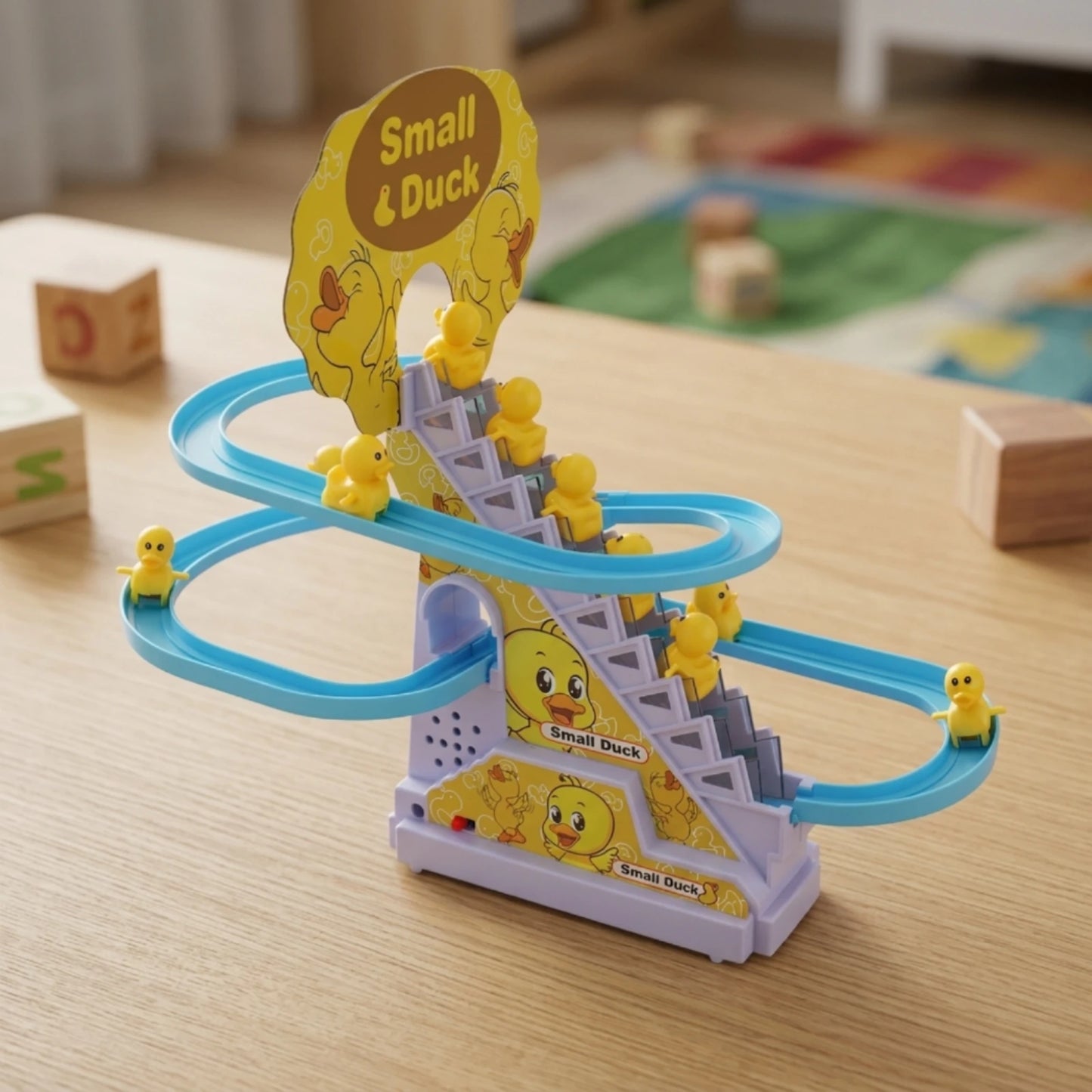 Electric Duck Climbing Stairs Toy Interactive Duck Climbing Stairs Toy Playset Flashing Funny for Toddlers, Playroom, Home