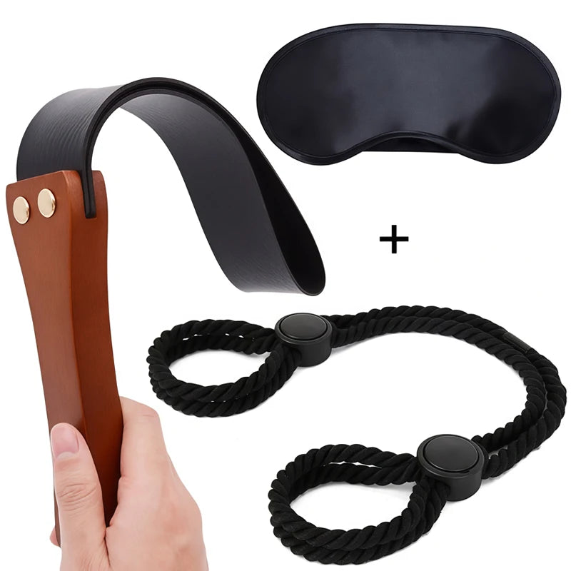 Bondage Women Bdsm Set Cotton Rope Handcuffs Erotic Restraints Rope Double-Layer Hand Clapper Blindfold Sex Toys For Couples Kit
