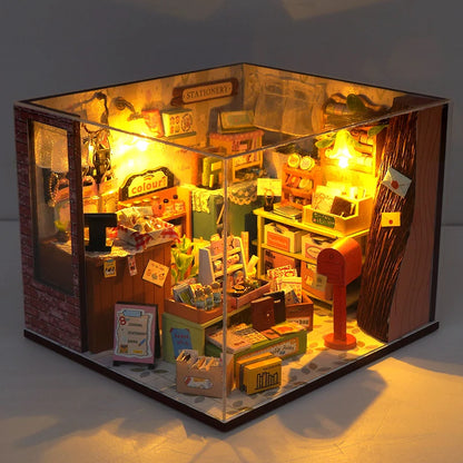 DIY Doll House Wooden Miniature Dollhouse Kit with Furniture Set Handmade Model Assembly Toy Case for Birthday Gifts
