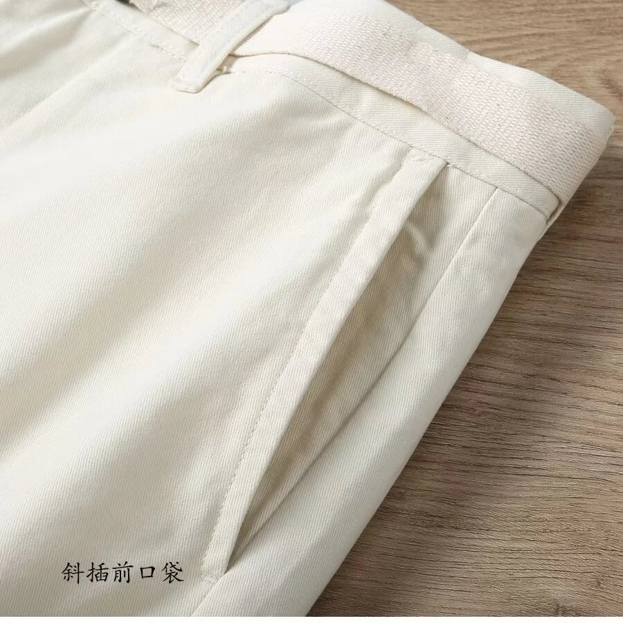 Summer Men's Cargo Shorts Fashion White Solid Cotton Short Pants Harajuku Men's Clothing Hot Sales Casual Sweatpants 2024