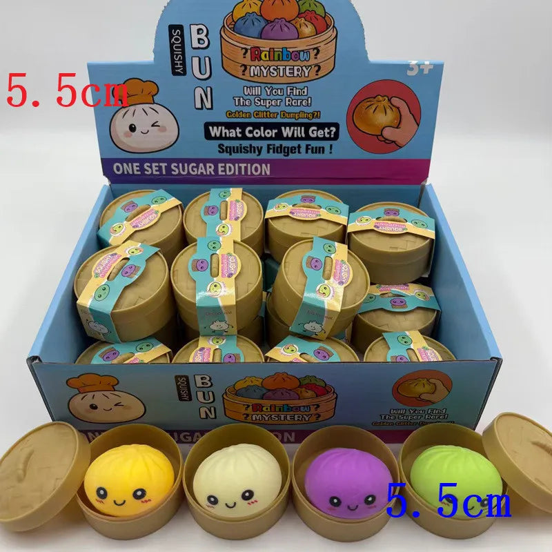 5.5/8.5cm Stress 1-12Pcs Dumpling Squash Toy Dampaline Squishy with Box Dumplings Sensory Squeeze Toy for  Relief Gift Birthday