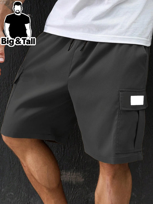 plus Size Men's Casual Sports Outdoor Workwear Shorts with Multiple Pockets Fashionable Solid Color Ideal Summer Wear