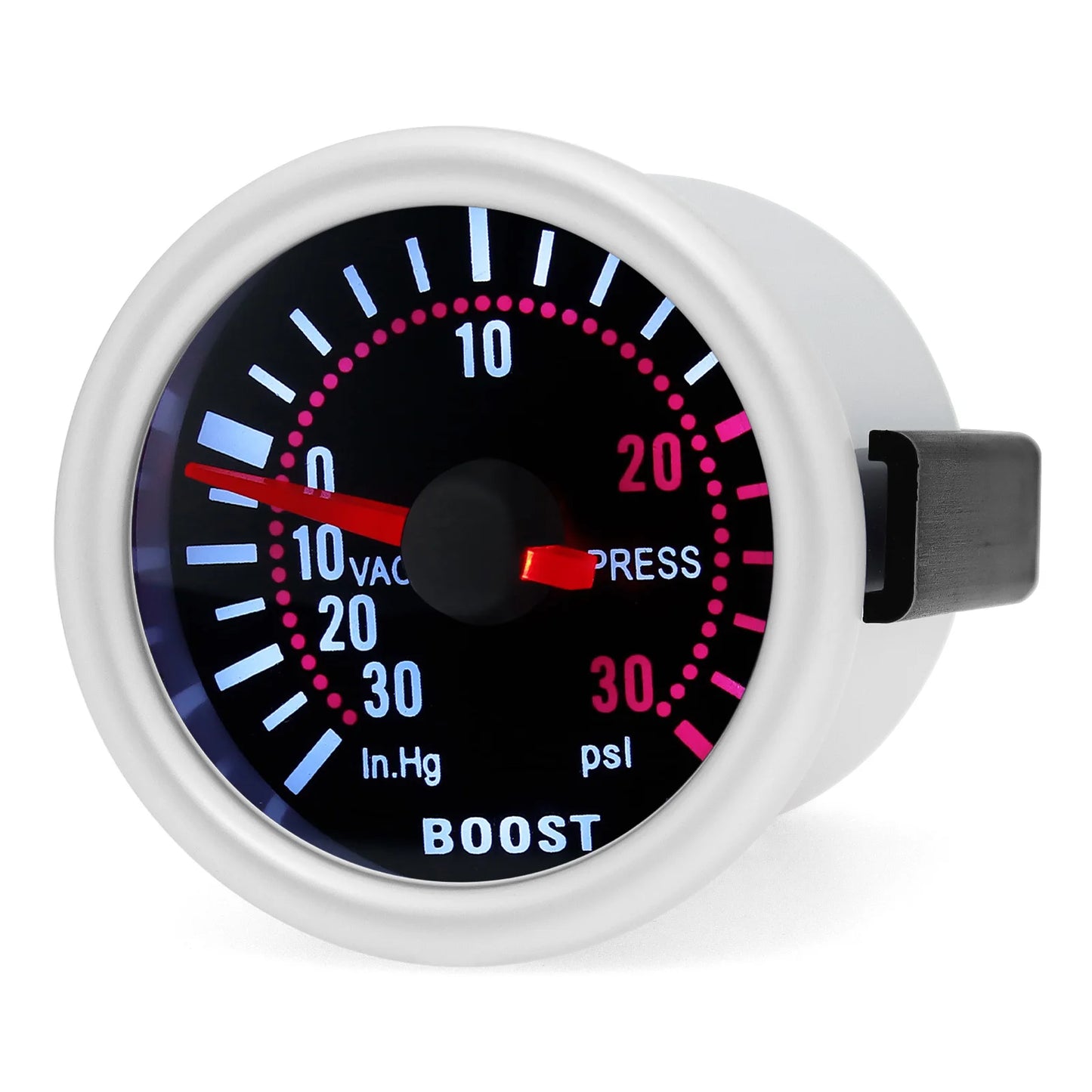 2 "52mm Turbo Boost Gauge 0~30PSI White LED Smoke Len -30in.Hg~0~30PSI Auto Turbo Boost Controller Kit Holder waterpipe