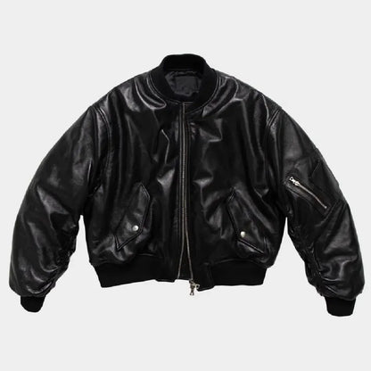 Mauroicardi Autumn Cool Handsome Black Thickened Warm Pu Leather Bomber Jacket Men Zipper Luxury Designer American Clothes 2025