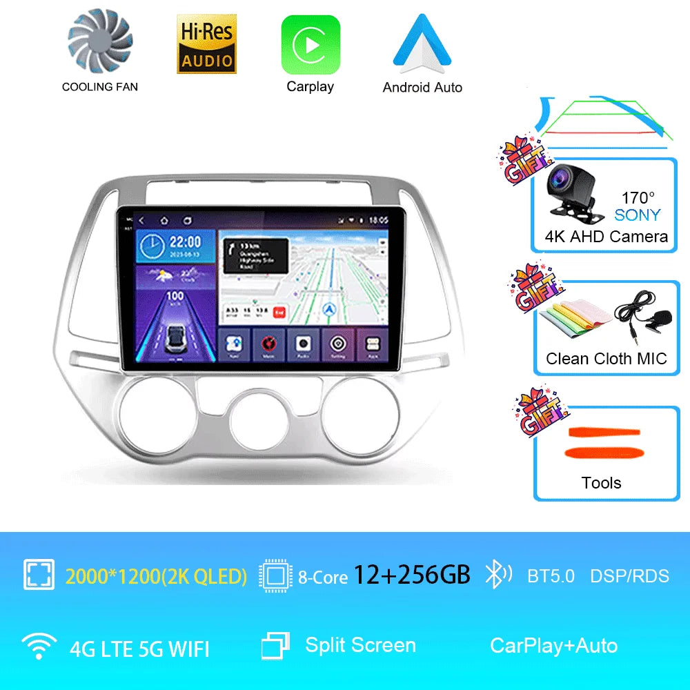 Android 16 Carplay Auto Multimedia Player Car Radio For Hyundai I20 2010 2012 2013 2014 DSP Autoradio GPS Stereo 2din Head Unit