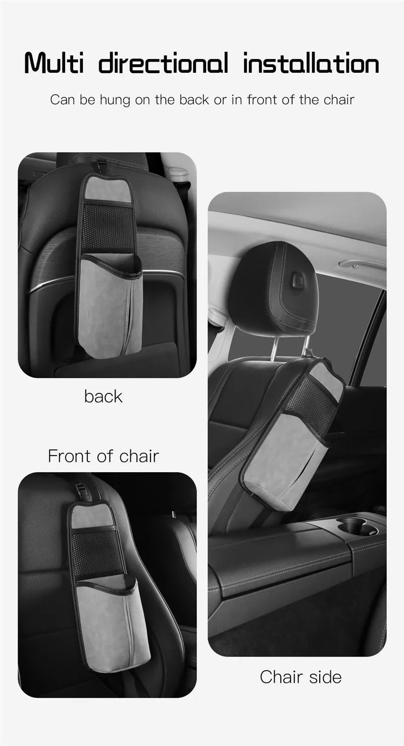 Car Seat Back Bag With Tissue Holder Car Seat Side Storage Bag Car Multifunctional Hanging Drink Holder Mesh Storage Pocket