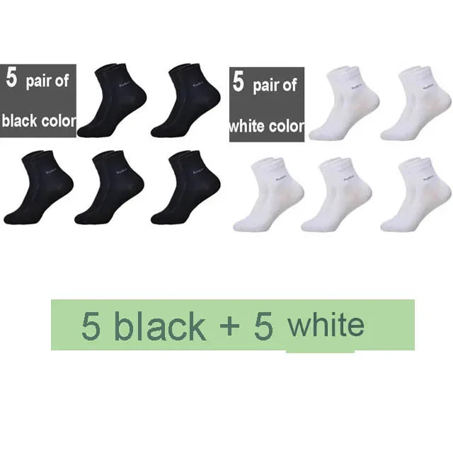 10 Pairs/Lot Men's Bamboo Crew Socks Comfortable Breathable Casual Business Socks High Quality Brand Guarantee Male Gift Set