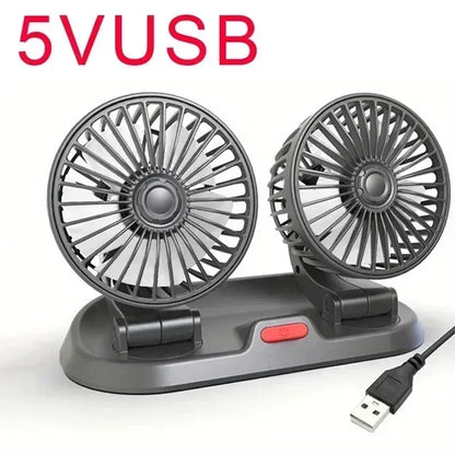 USB/12V/24V Car Fan Summer Air Fan 1/2/3 Head Adjustable 2 Speeds Silent Fan Cooler for Home Desk Office&Car Air Fan