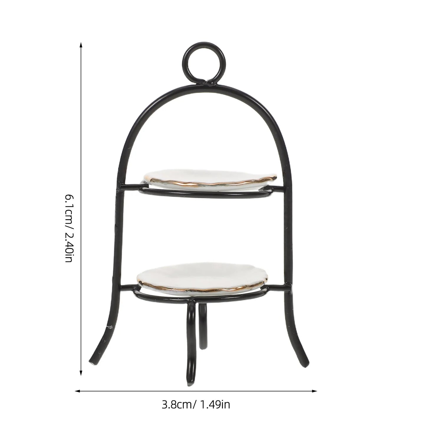 1Set Miniature 2-Tier Dessert Rack 1:12 Scale Kitchen Decor Tiny Cake Stand Cupcake Display Dollhouse Accessories