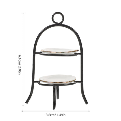 1Set Miniature 2-Tier Dessert Rack 1:12 Scale Kitchen Decor Tiny Cake Stand Cupcake Display Dollhouse Accessories